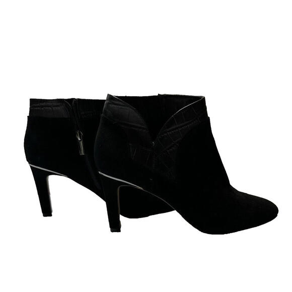 Vince Camuto Larmana Leather Side-Zip Suede Bootie Womens 9.5 Black Ankle Boot - Picture 6 of 9